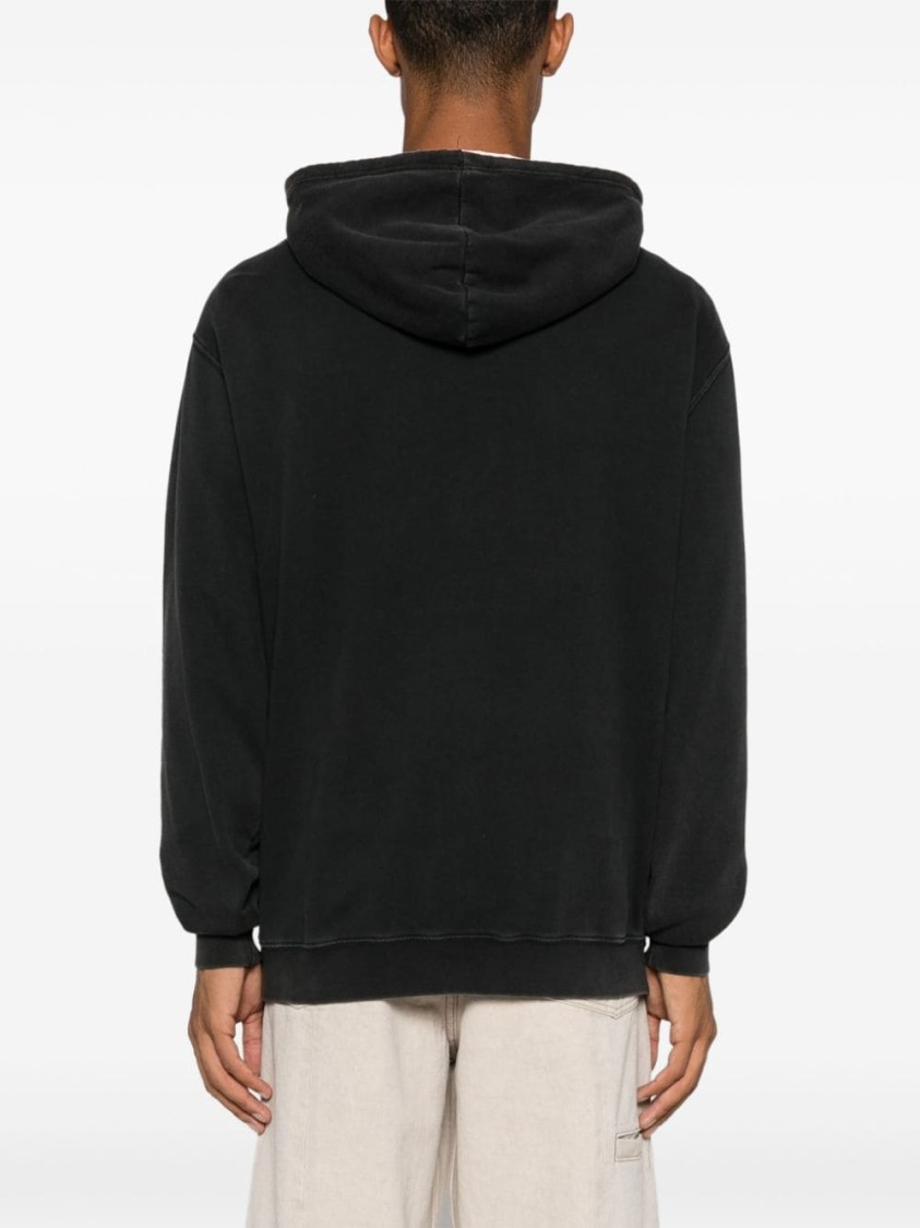 Shop Maison Labiche Carbon Washed Grey Logo Hoodie