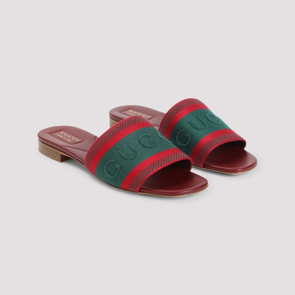 Gucci Web Stripe Embroidered Slides
