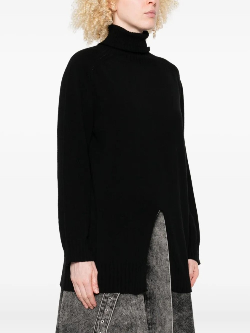 Twinset Twin-set High Neck Cashmere Blend Sweater In Black