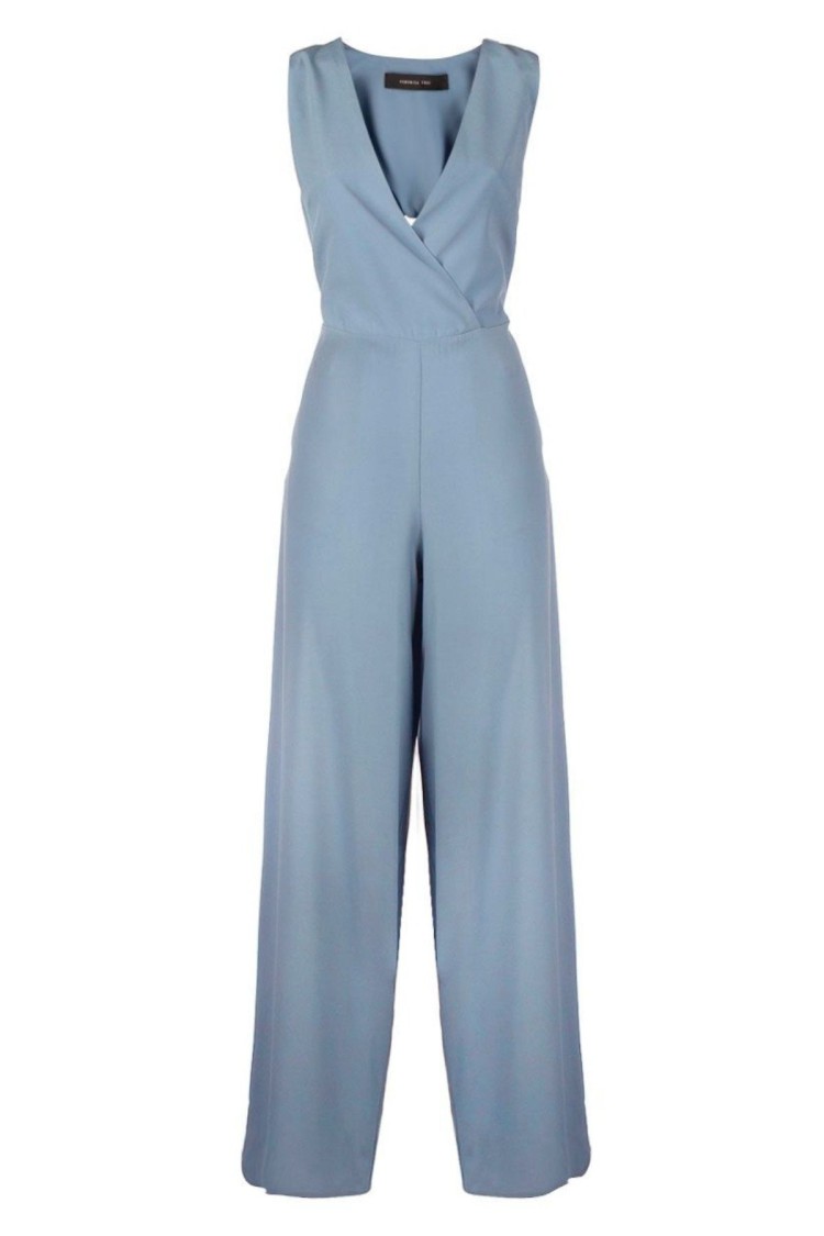 Federica Tosi Cerulean Jumpsuit With V-neckline In Blue