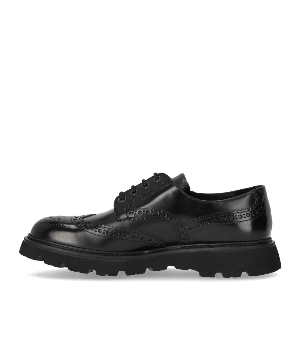 Doucal's Derby Black Brogue Lace-up Shoe