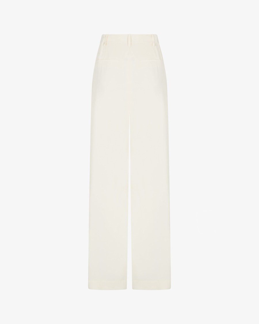 Serena Bute Serena Trouser With Georgette Trim - Cream In Grey