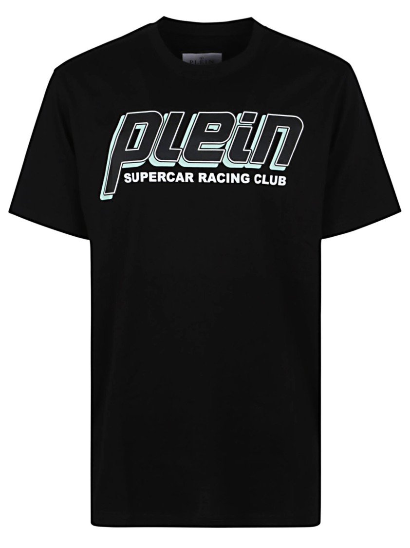 Shop Philipp Plein Round Neck Black Cotton T-shirt
