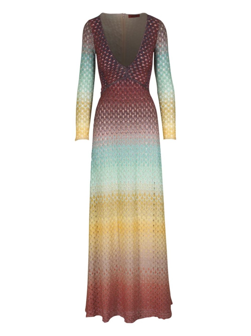 Missoni Gradient Pattern Maxi Dress With Deep V-neckline In Multi