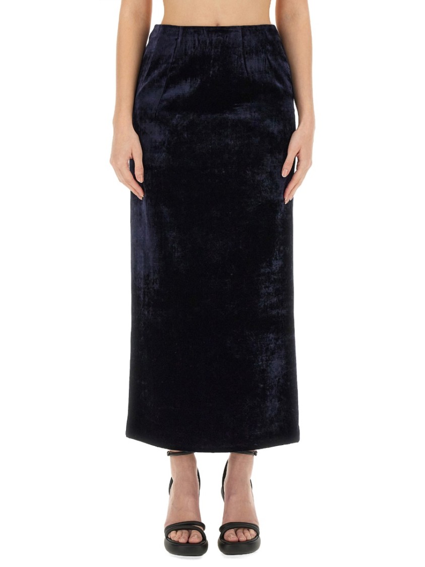 Fendi Zip-embellished Velvet Maxi Skirt In Black