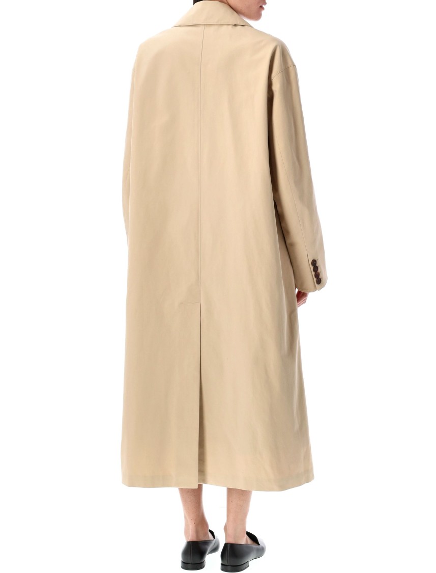 Low Classic Beige Double-breasted Trench Coat With Notched Lapels In Neutrals