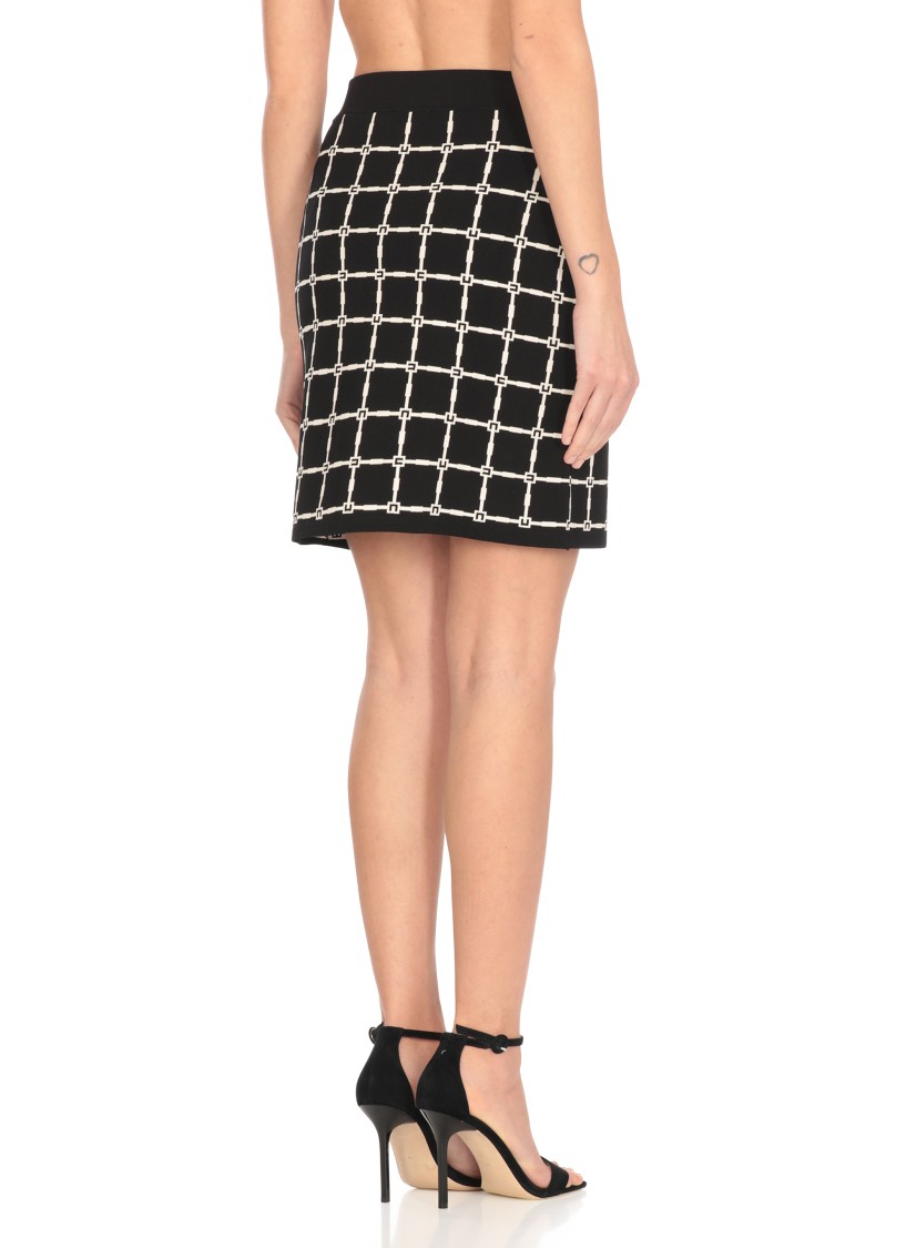 Shop Elisabetta Franchi Black Skirt With Logo