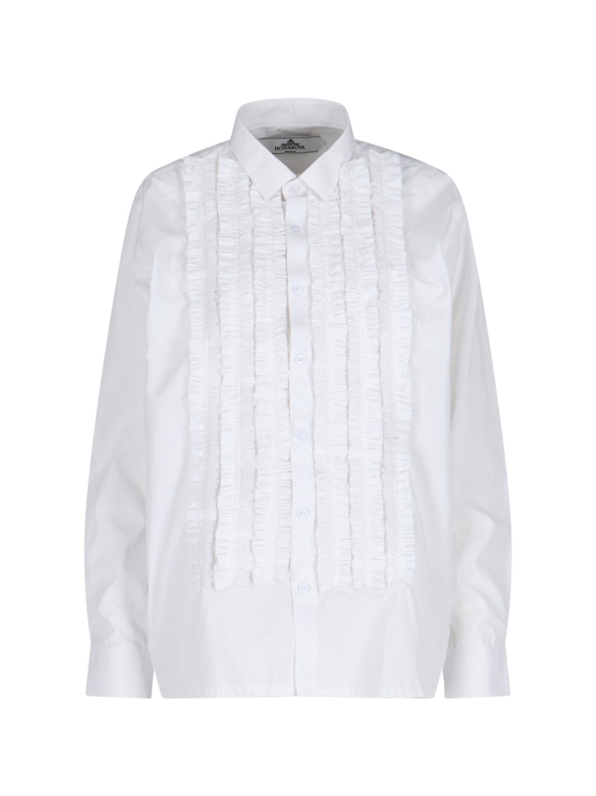 Hodakova Shirt With Rouches In White
