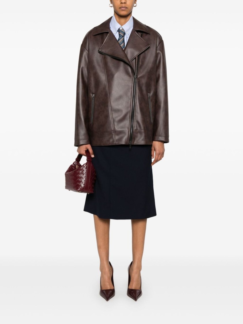 Le Sully Studio Chocolate Brown Vintage Faux Leather Viktor Biker Jacket