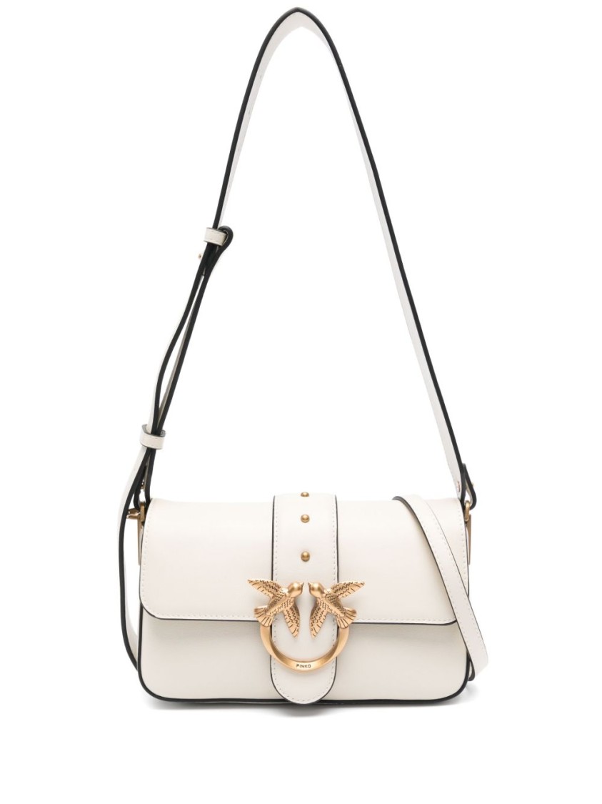 Pinko Soft White Leather Shoulder Bag