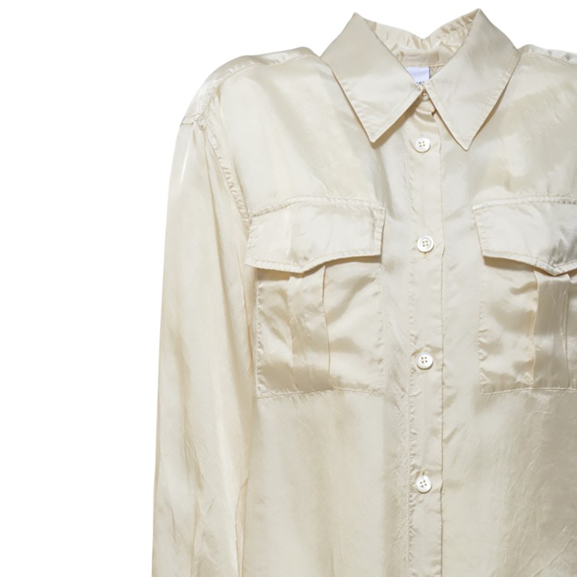 Aspesi Ecru Viscose Satin Blouse In Neutrals
