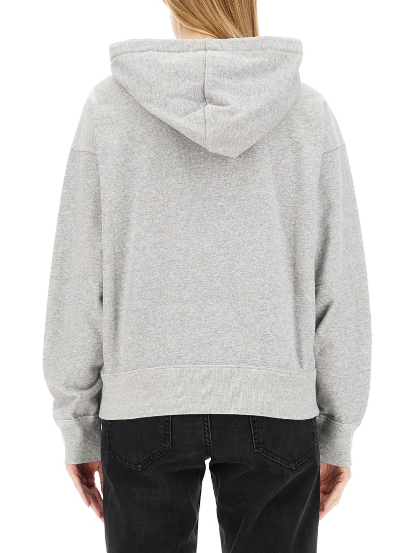 Isabel Marant Sylla Logo Embroidered Drawstring Hoodie In Grey
