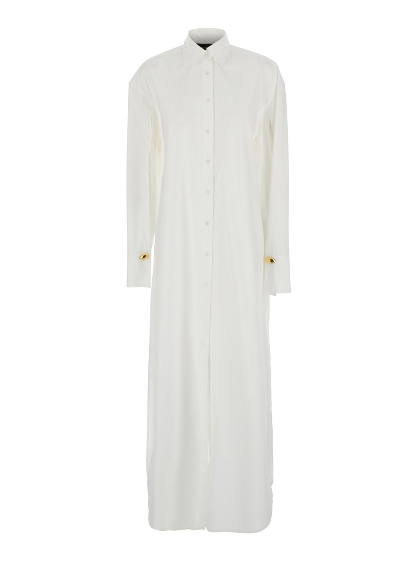 Shop Federica Tosi Whie Open Chemises Para' Canvas Shirt Dress In White