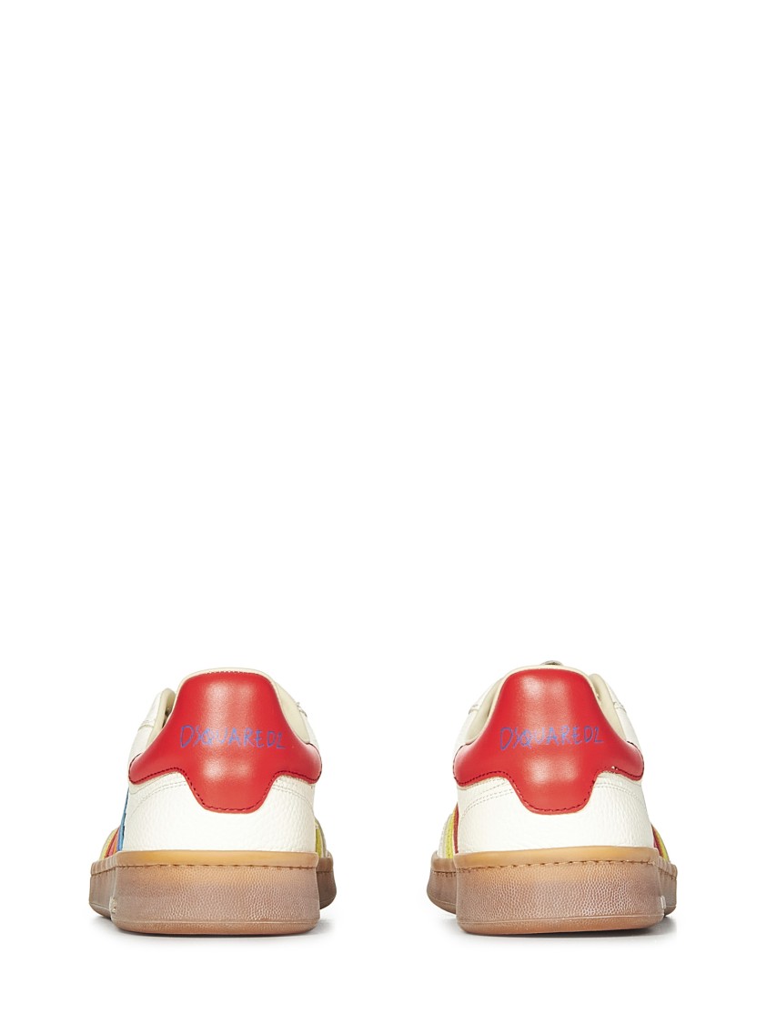 Dsquared2 Beige Low Top Sneaker With Logo On The Tongue And Contrast Heel Tab With Logo In Leather Man In White