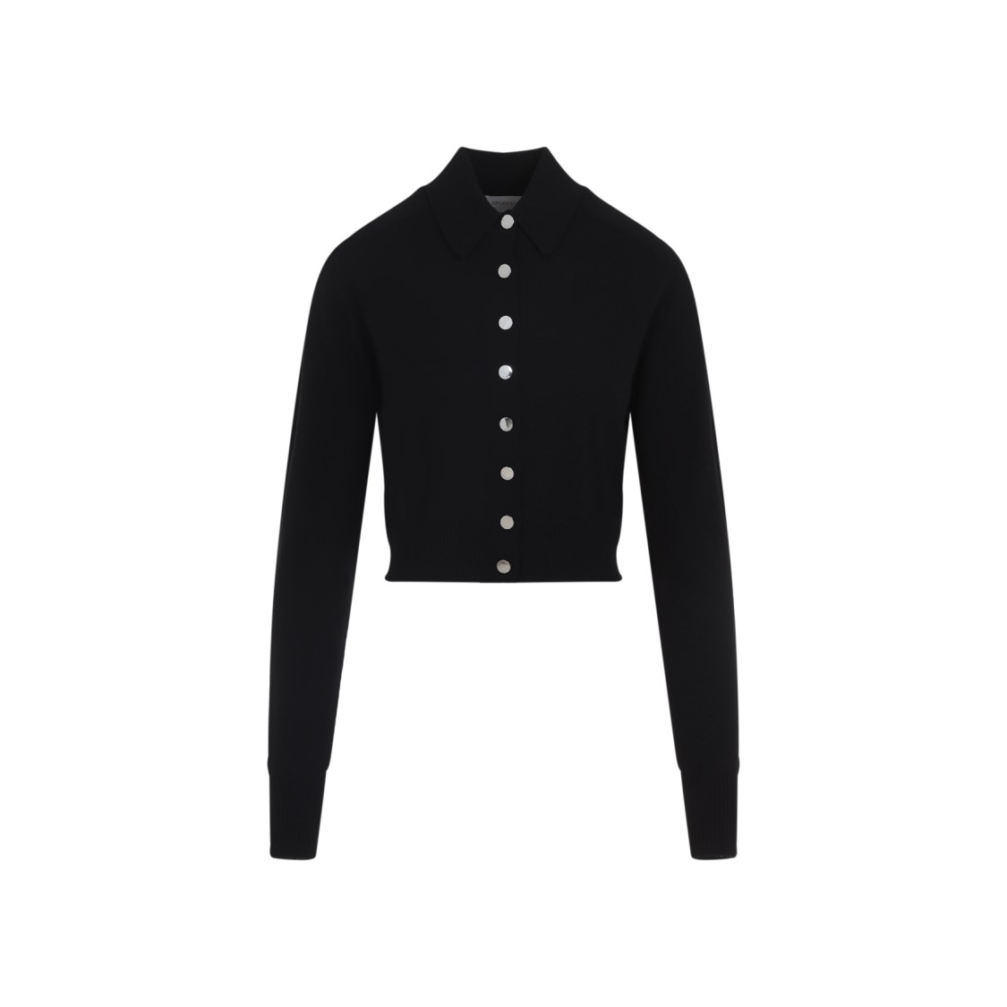 Sportmax Virgin Wool Cardigan With Classic Collar And Retro Charm In Black