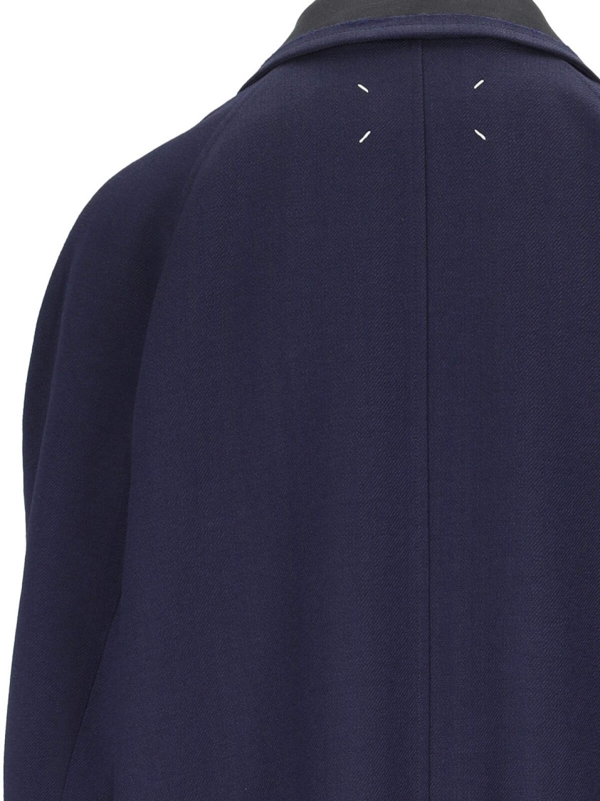Shop Maison Margiela Blue Wool Viscose Coat In Black