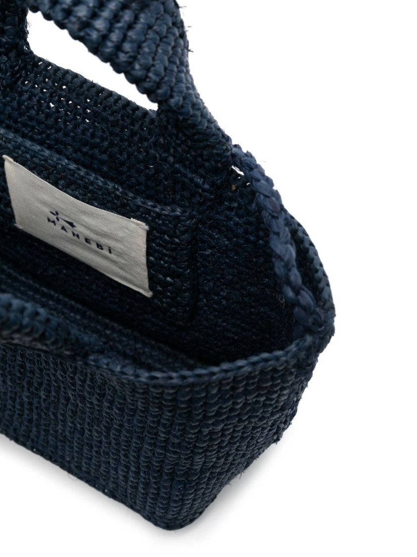 MANEBI MANEBI TEXTURED WOVEN RAFFIA HANDBAG WITH STURDY HANDLES