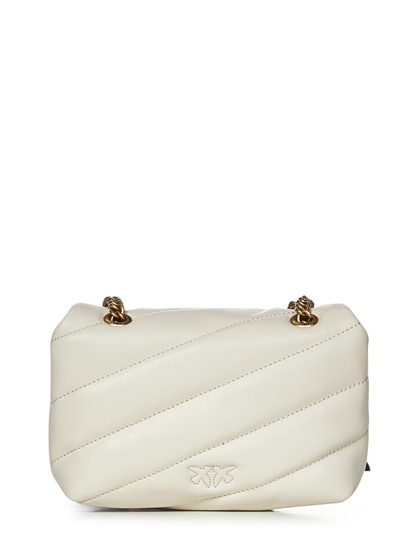 Shop Pinko Quilted White Shoulder Bag With Decorative Clasp