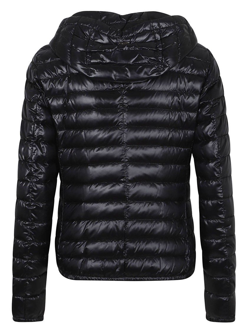 Herno Belted Waist Hooded Long Quilted Shiny Jacket