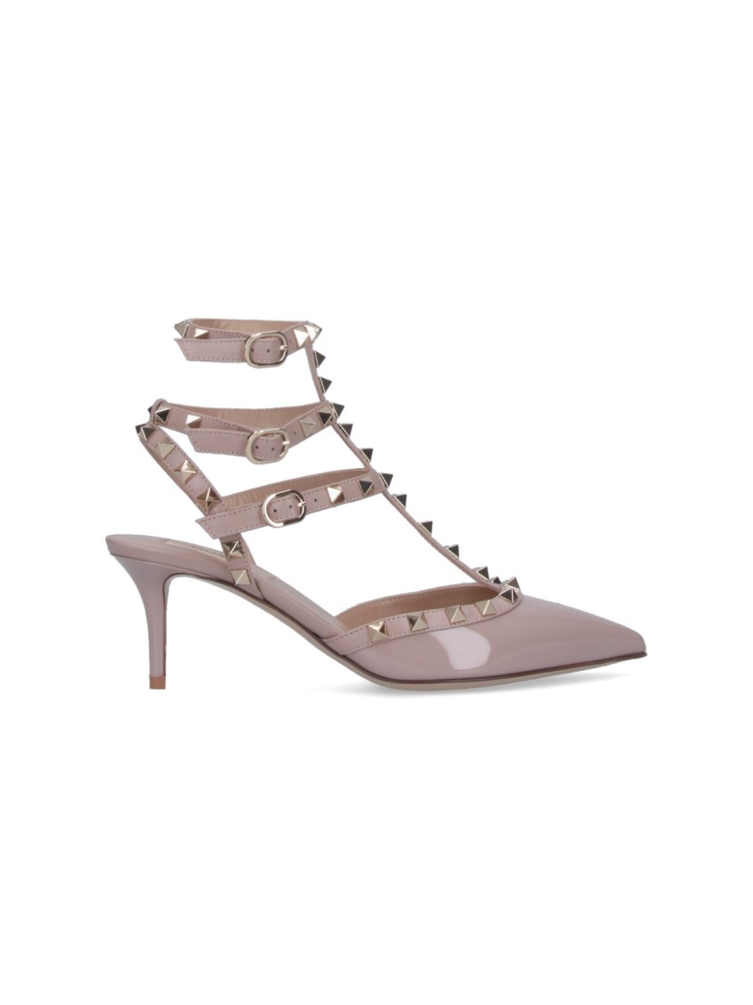 Valentino Garavani Pointed Toe Slingback Pumps With Gold-tone Studs