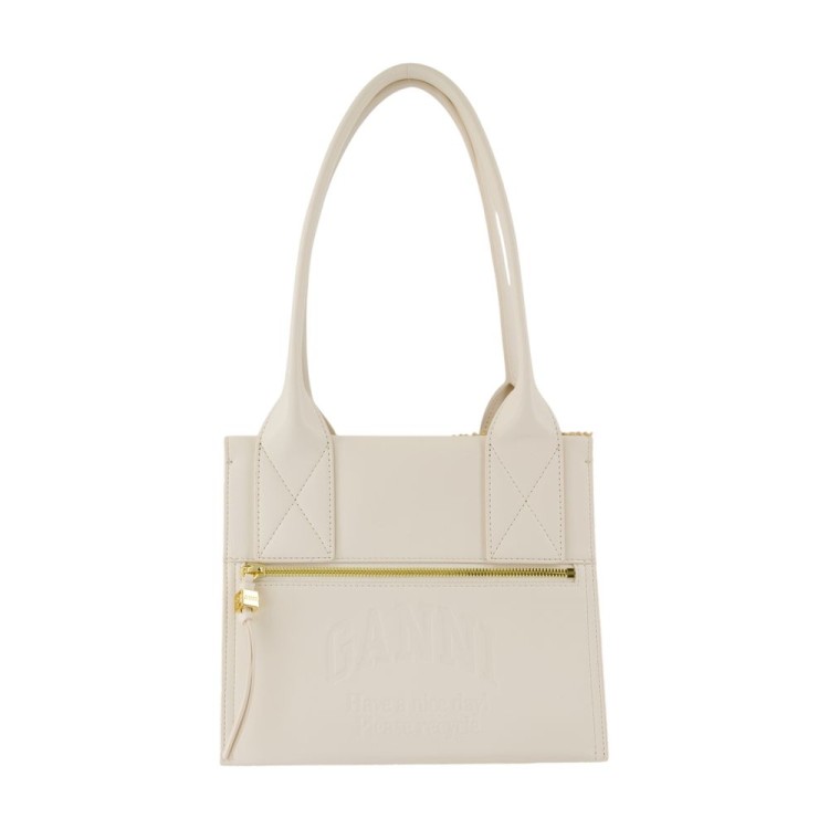 トートバッグ Ganni Easy Medium Shopper Bag - Ganni - Raffia - White Ganni Easy Medium Shopper Bag - Raffia - White Tote Bag