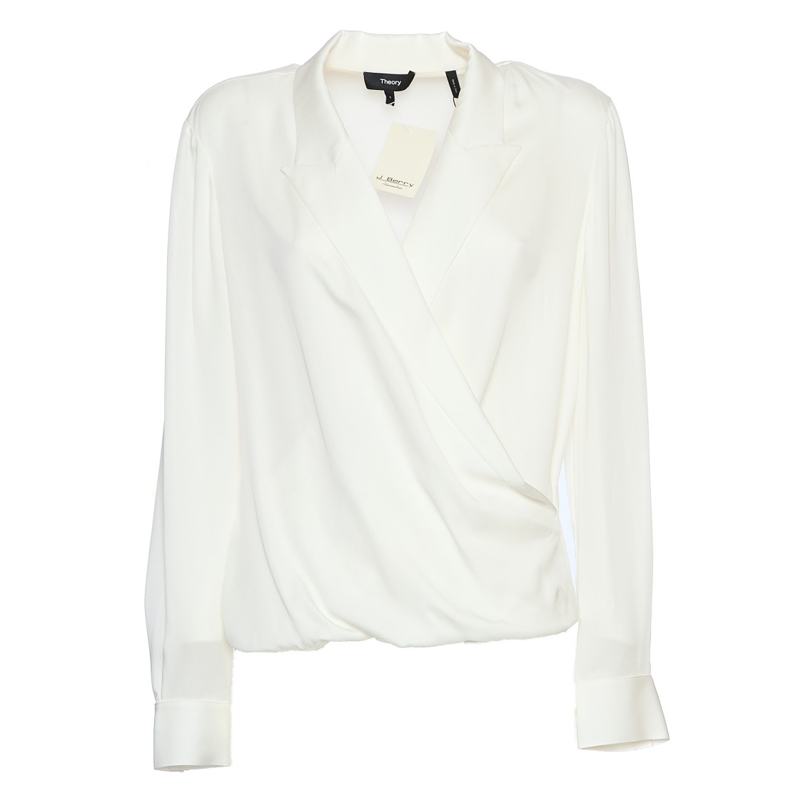 Theory Ivory V-neck Blouse With Lapel Wrap