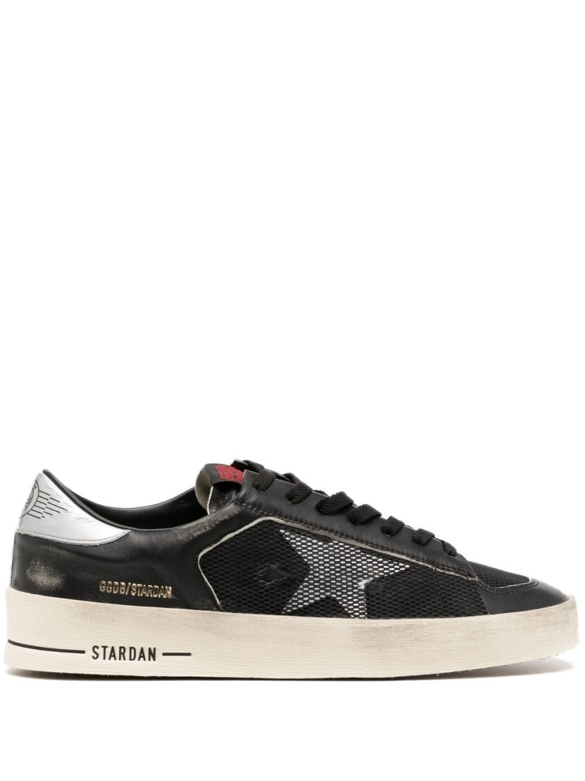 Golden Goose Black Leather Sneakers With Textured Detailing