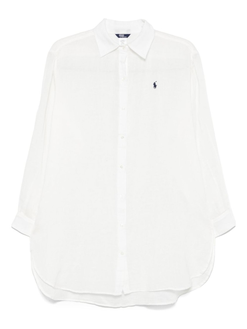 Shop Polo Ralph Lauren Long-sleeved White Button-down Shirt