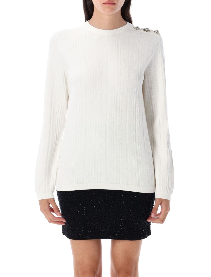Balmain Maxi Shoulder Top Sweaters And Cardigans White In White
