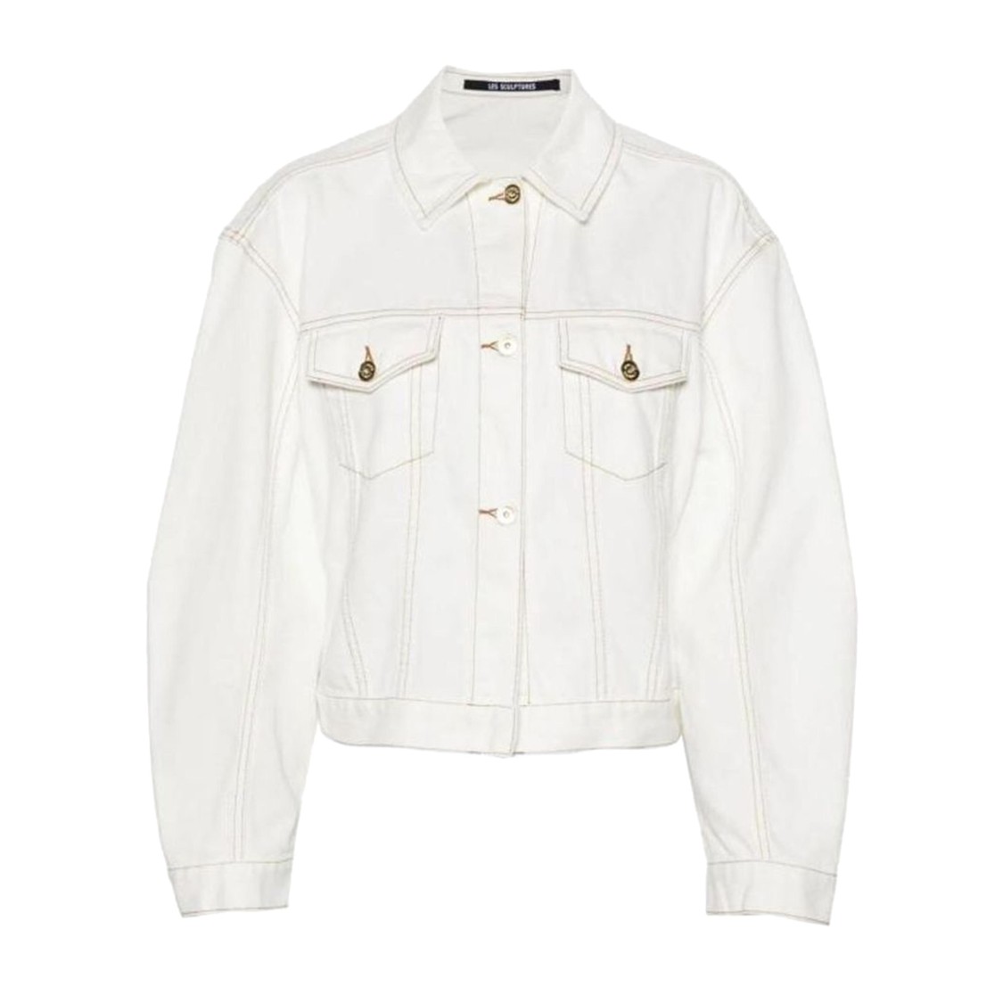 Jacquemus Structured White Denim Jacket With Classic Silhouette