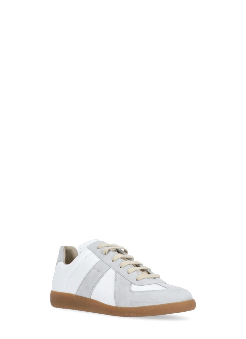 Shop Maison Margiela White Leather Replica Sneakers