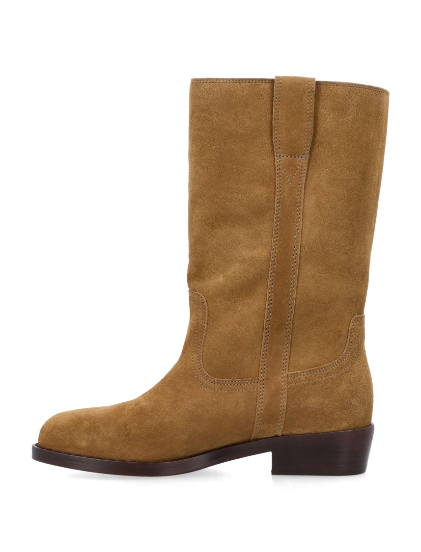 Isabel Marant Almond Toe Suede Block Heel Boots In Brown