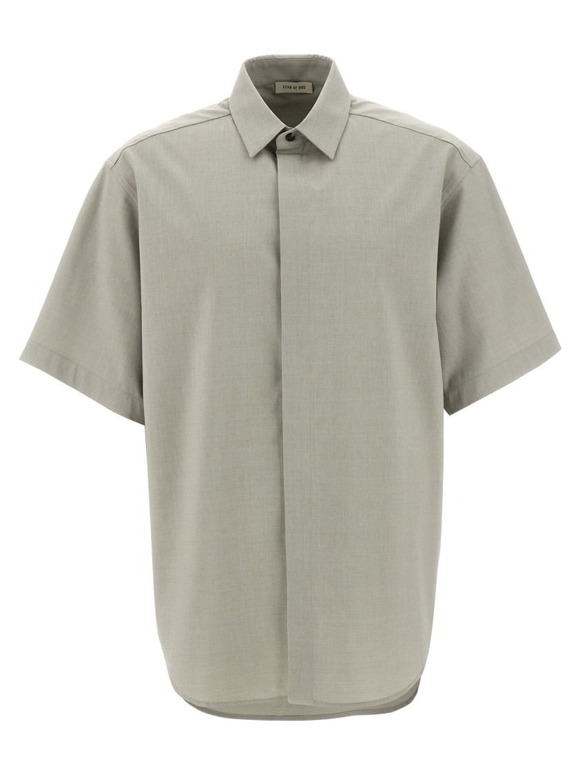 Fear Of God Tailored Shirt With Short Sleeves And Button-down Collar In Gray