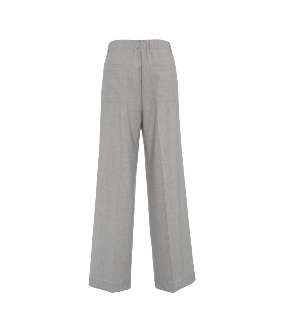 Semicouture Semi Couture Wide-leg Grey Pants In  Virgin Wool Blend In Grey