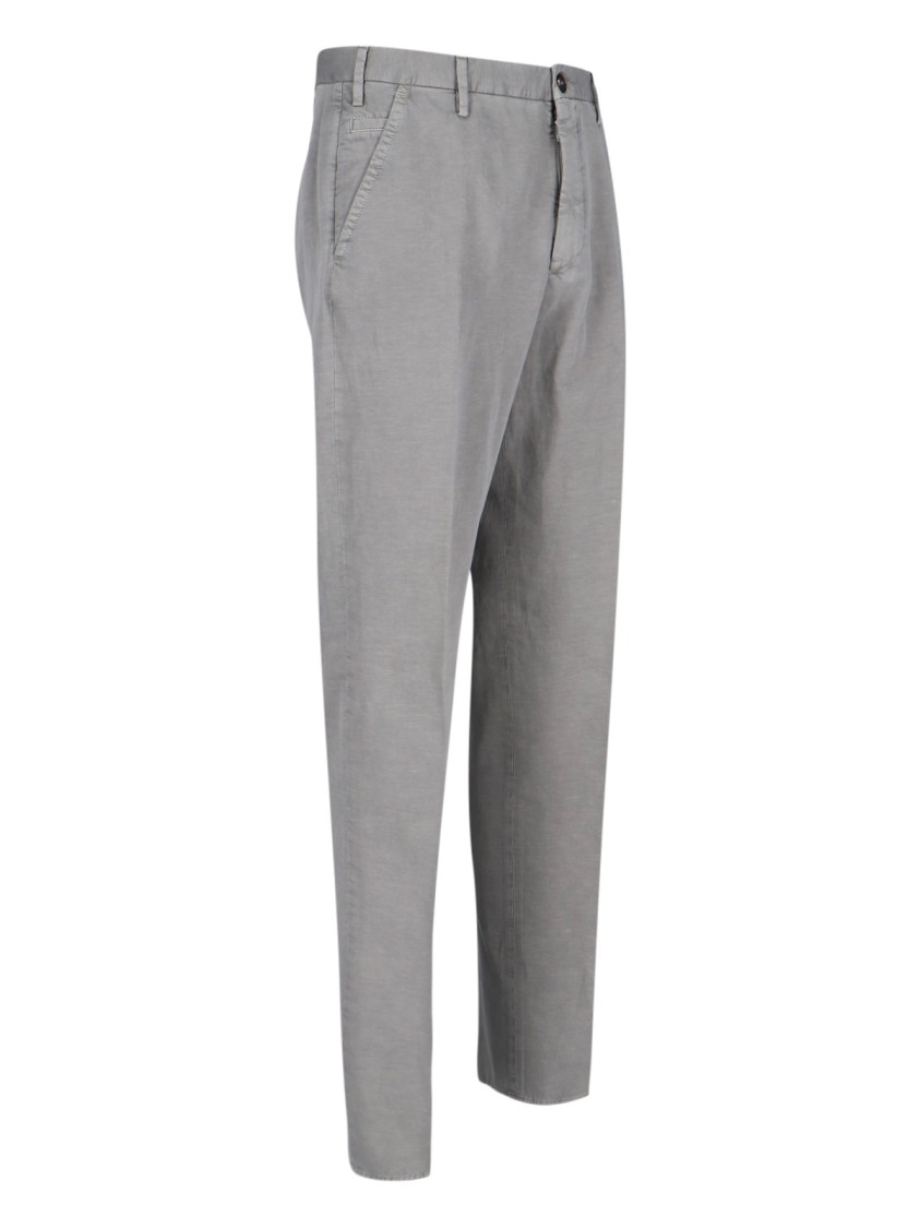 Incotex High-waisted Grey Chino Pants With Straight Leg Design In Grey