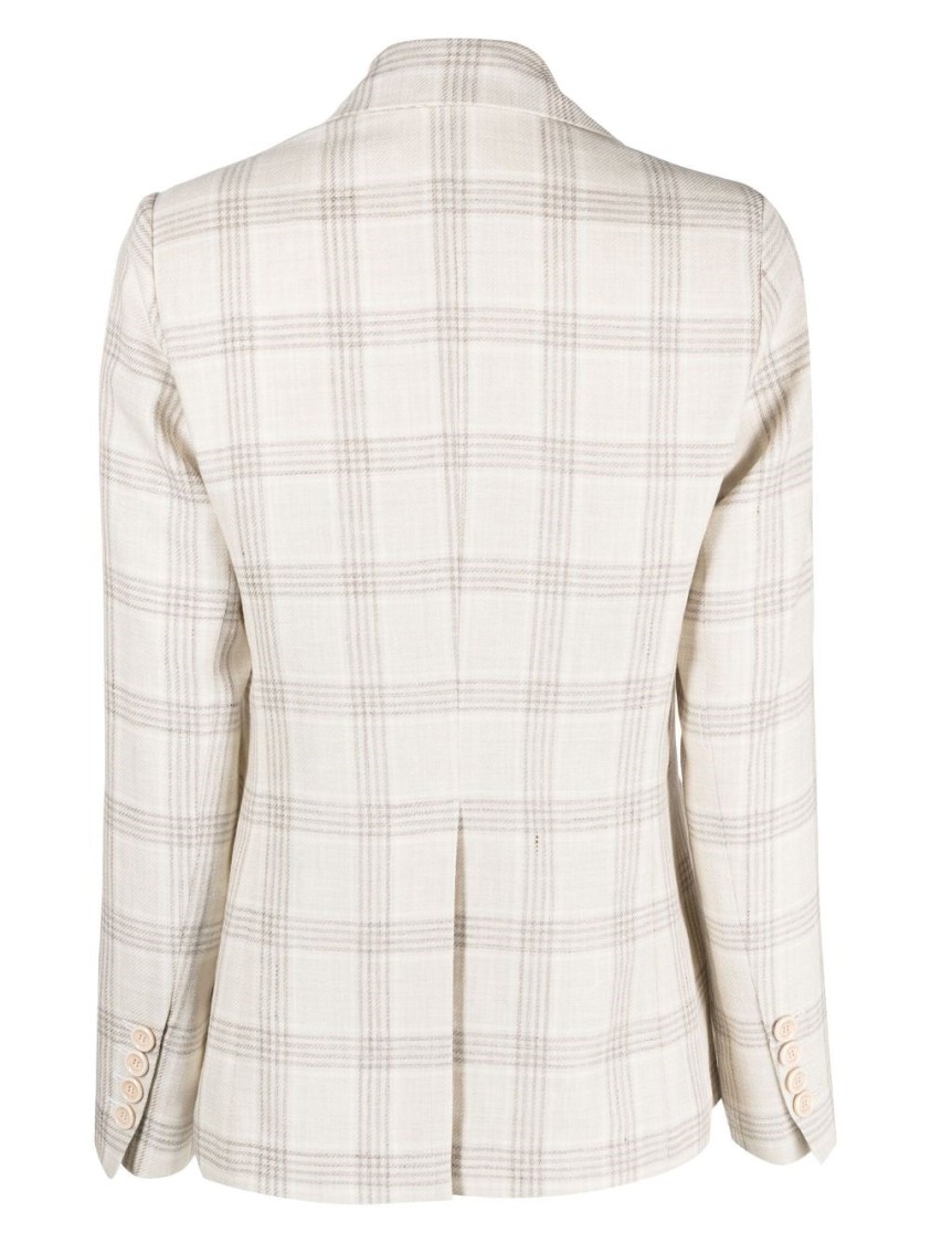 Eleventy Check-print Single-breasted Blazer In White