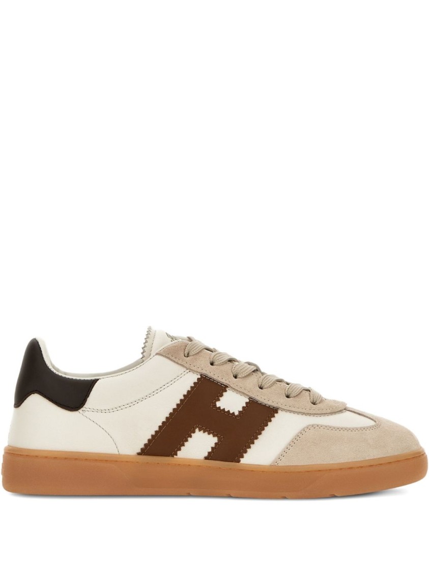 Hogan Beige Sneakers With Lace-up Fastening In White