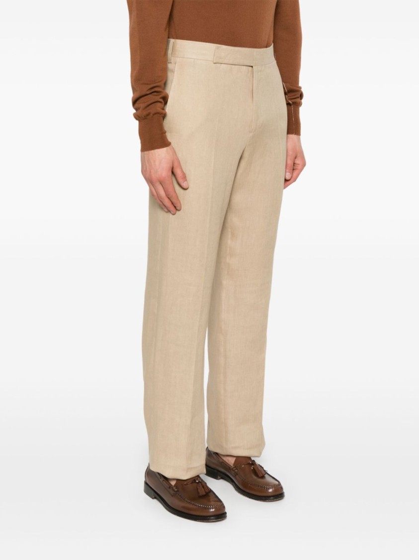 Lardini Beige Drop Trousers With Concealed Fastening And Tailored Finish In Neutral