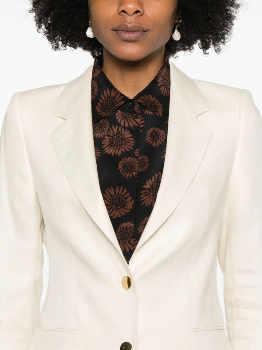 Tagliatore Tailored Linen Blazer With Notch Lapel In Neutral