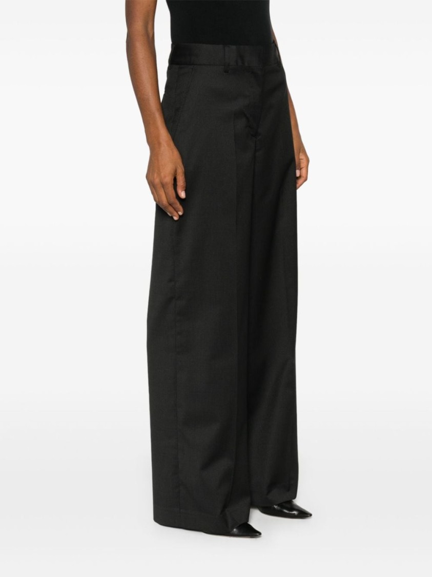 Shop Officine Generale Black/ecru Wool Trousers