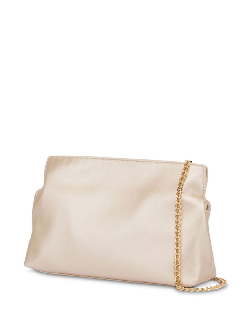 Love Moschino Gold Faux Leather Shoulder Bag With Chain Strap In Gold