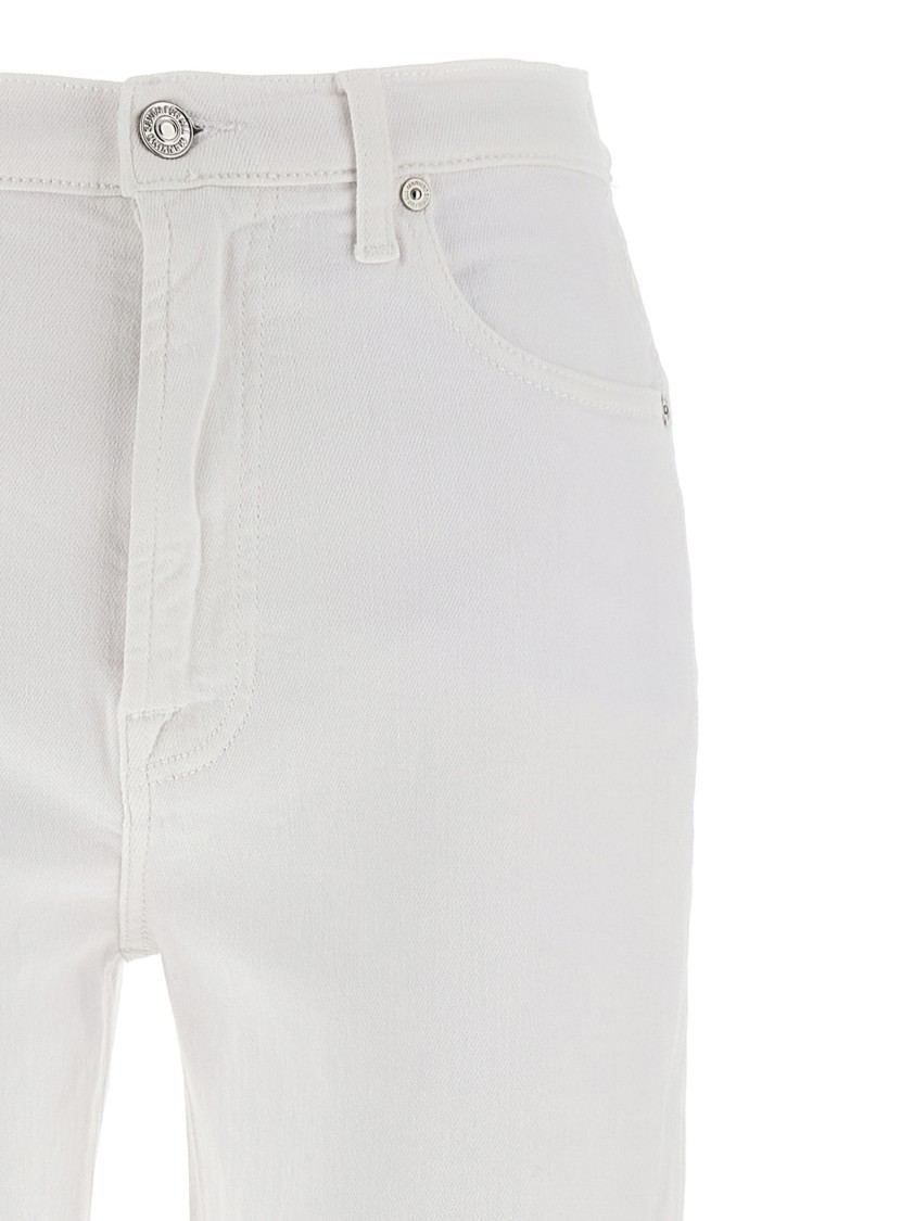 7 For All Mankind White Easy Slim Ankle Jeans In White