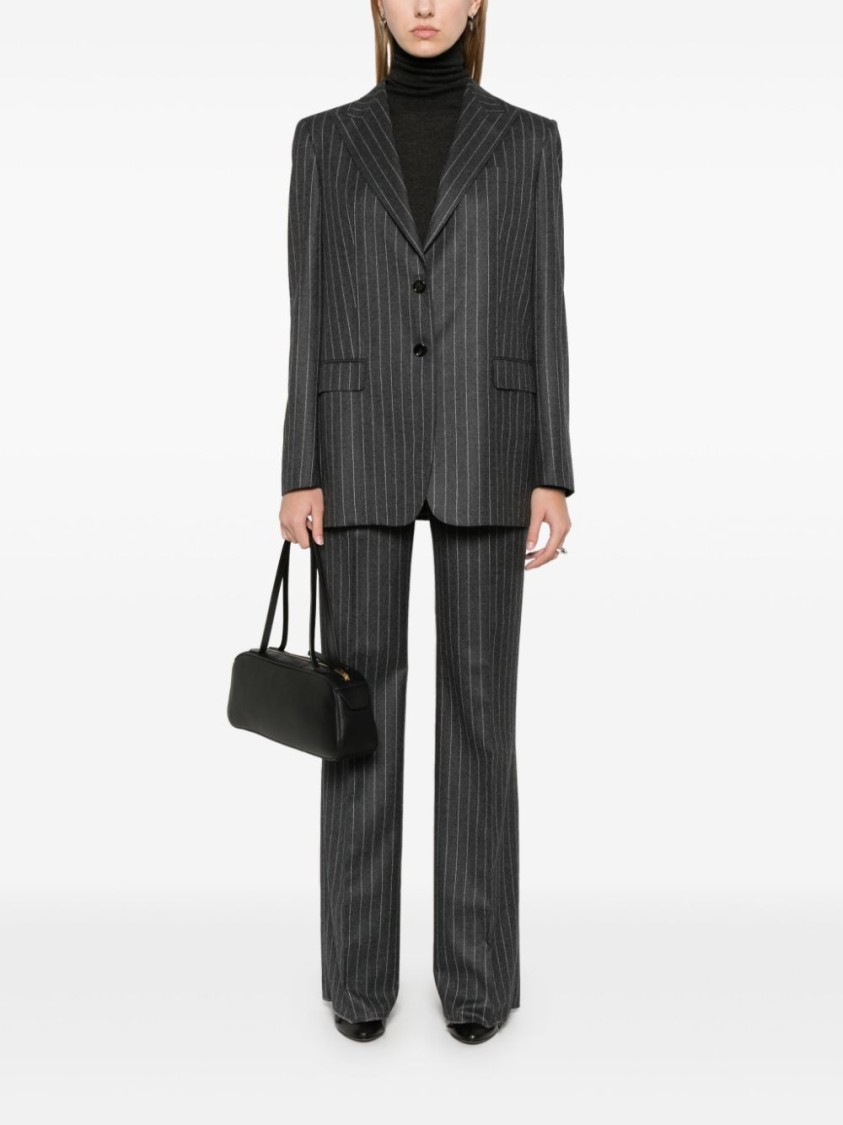 Shop Max Mara Gray Cashmere Turtleneck In Black
