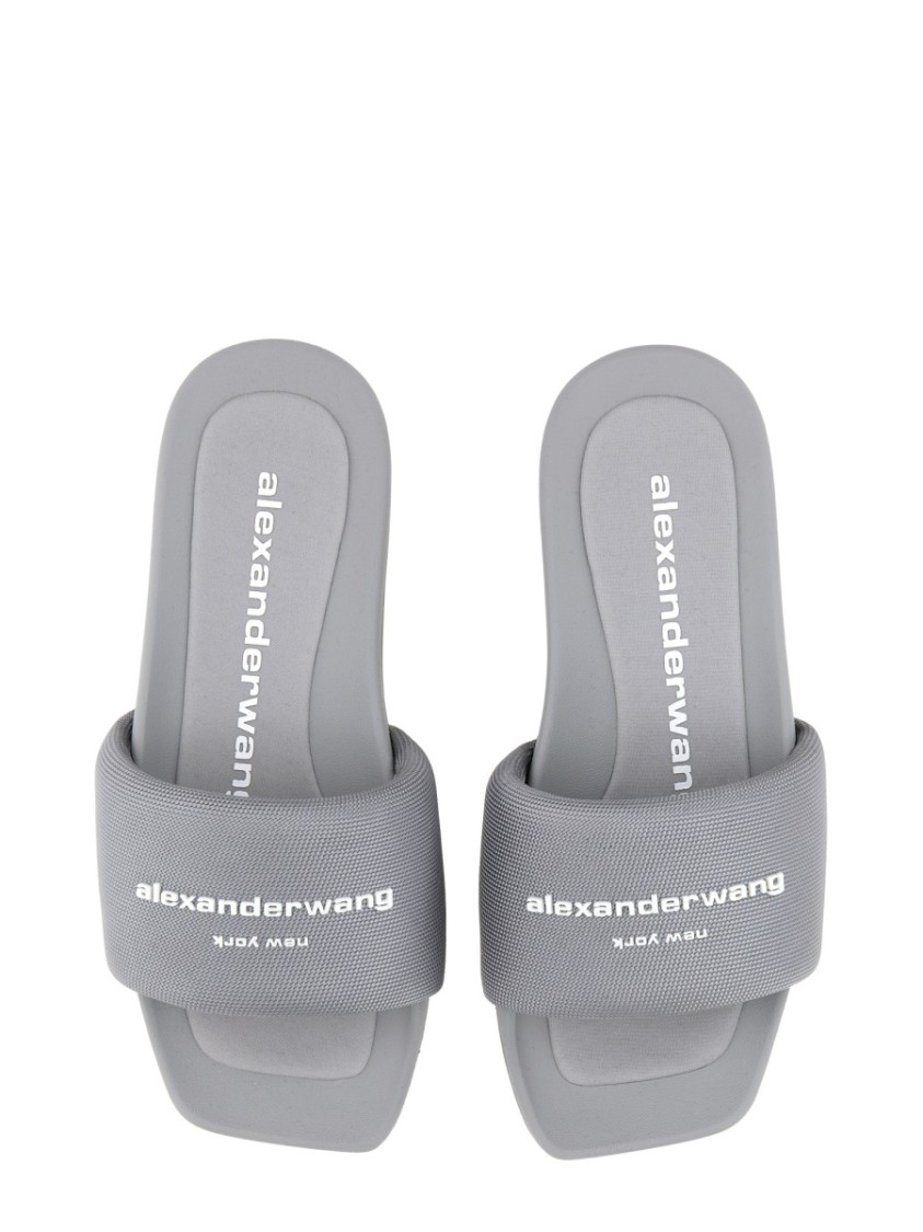 Shop Alexander Wang Nylon "aw" Sandal In Grey