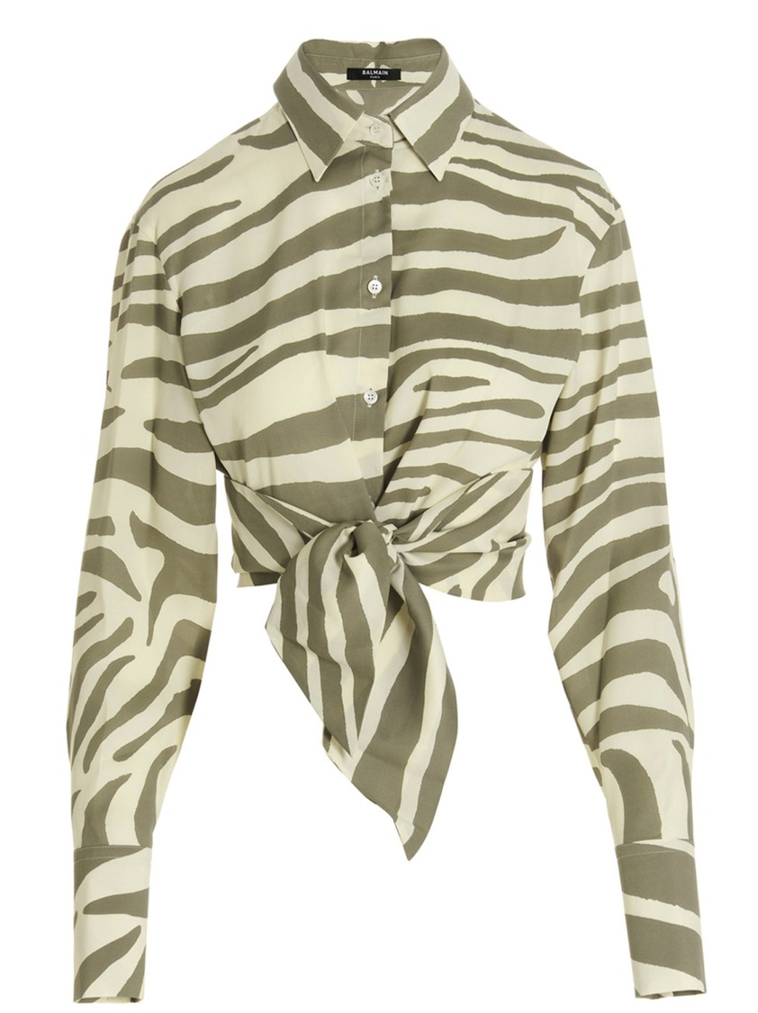 Balmain Multicolor Zebra Print Shirt In Green