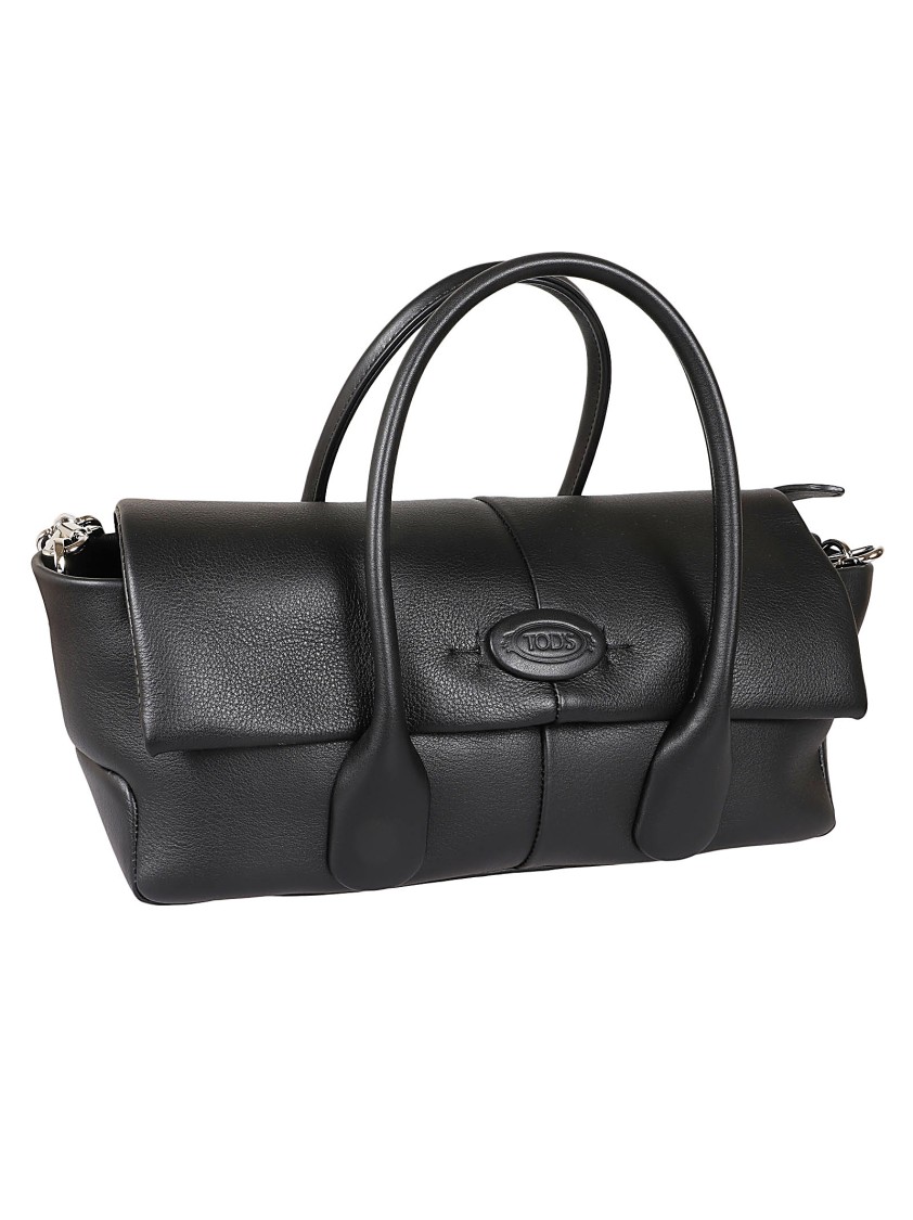 Tod's Structured Leather Handbag With Dual Handles In Black