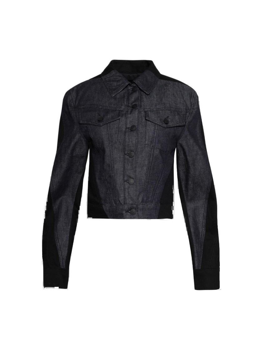 Mugler Bi-color Jacket - Raw Blue And Black