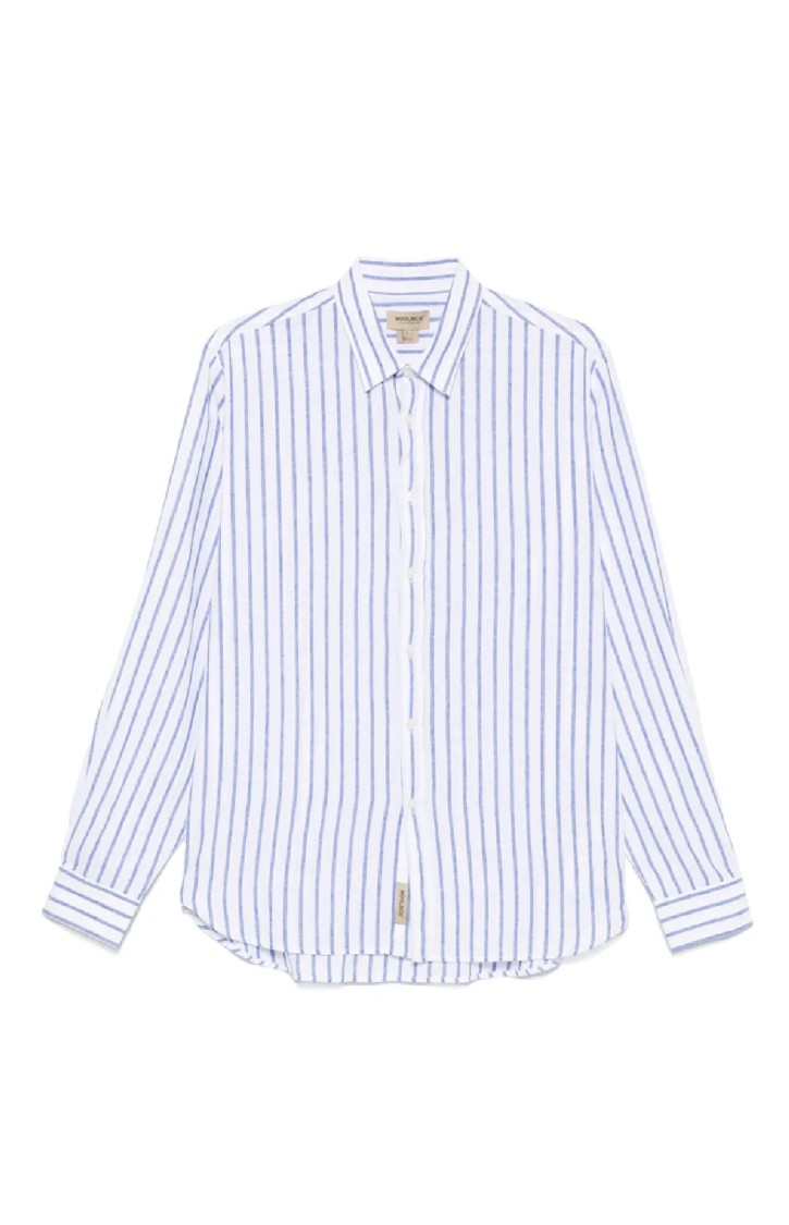 Woolrich Shirt Striped Pattern Curved Hem