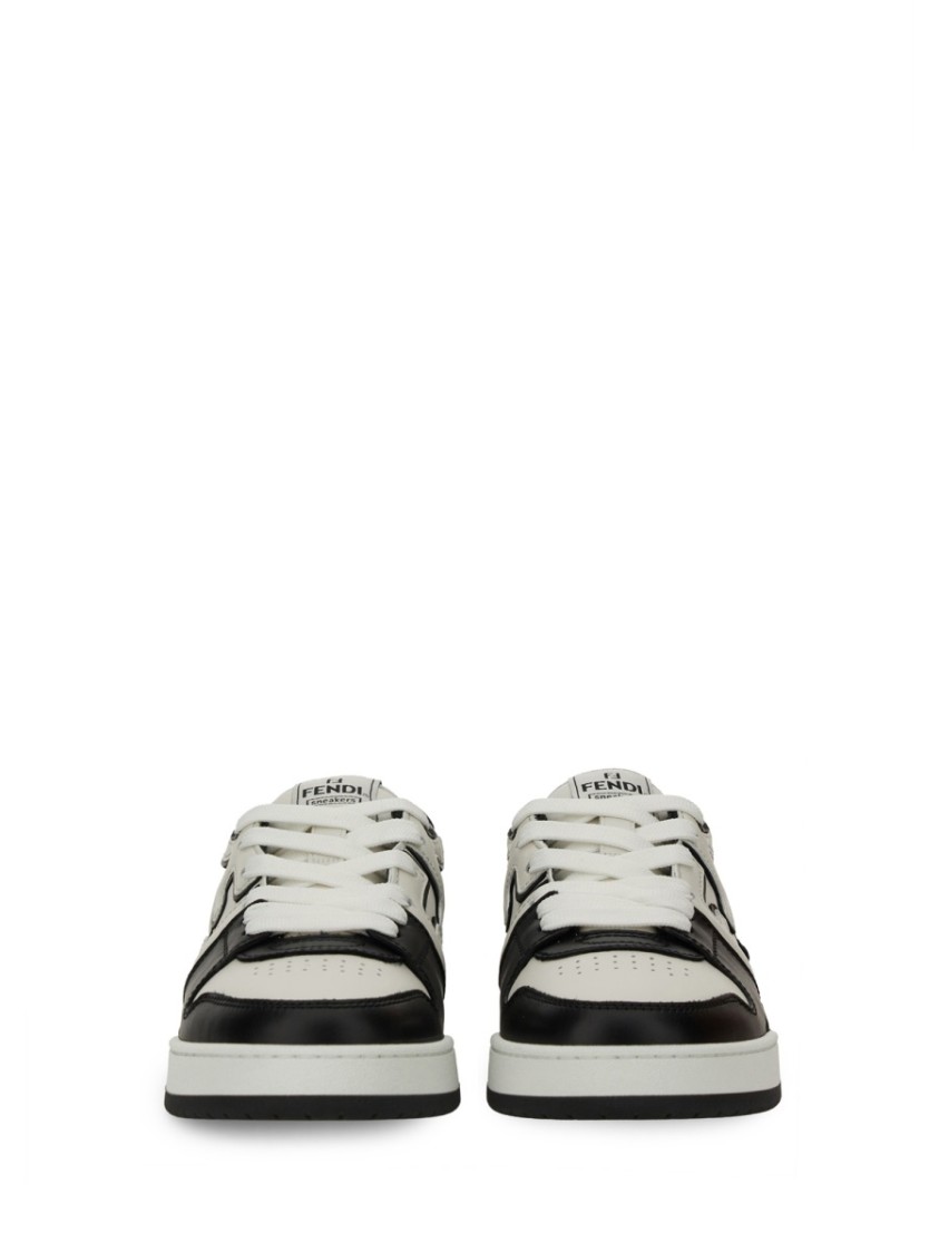Fendi Leather Sneakers With Ff Lateral Logo In Multi
