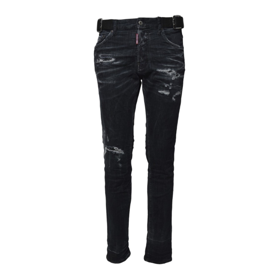 DSQUARED2 DSQUARED2 COOL GUY JEANS IN BLACK DENIM WITH BUCKLES